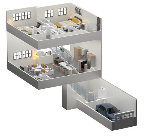 Floor plan for 2 beds, 2.5 baths, 1564 sqft